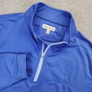 Peter Millar Perth Melange Performance 1/4 Zip Mens M Pullover Blue Stretch